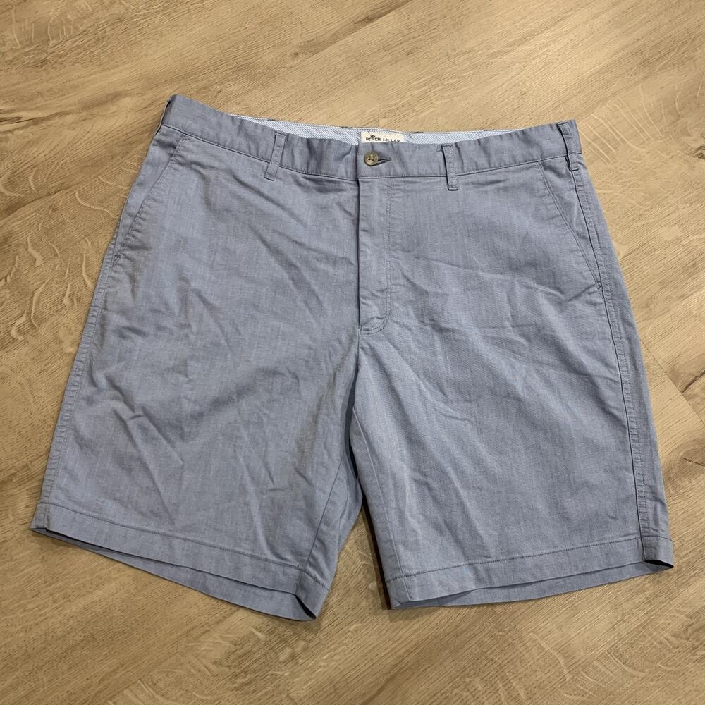Peter Millar Crown Comfort Twill Chino Shorts Men's 36 Light Blue Stretch Golf